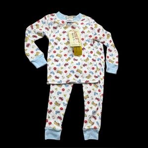 Carter's 90s Watch the Wear Automobiles White Blue 2 Piece Pajamas NWT Sz 4